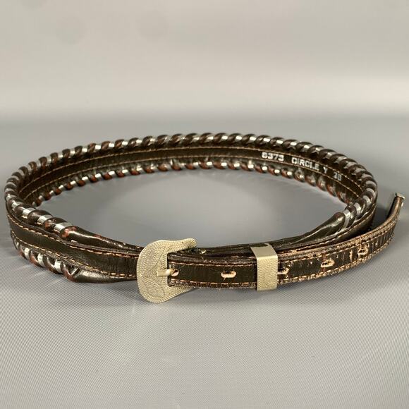 CIRCLE Y Accessories - CIRCLE Y Waist Size 26 Brown Silver Leather Belt